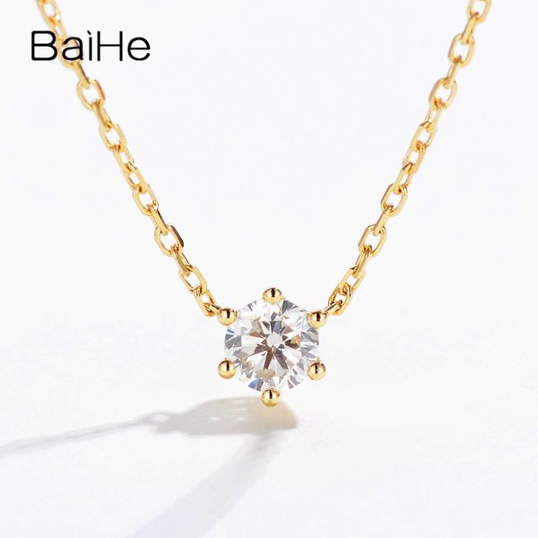 

baihe solid 18k yellow gold 0.10ct certified h/si 100% genuine natural diamond engagement women trendy fine jewelry necklaces, Silver
