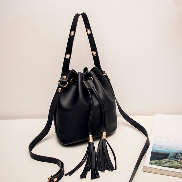 

xiniu fashion women candy color one shoulder bags tote purse small messenger bags clutch tassel bucket bag bolsa flap