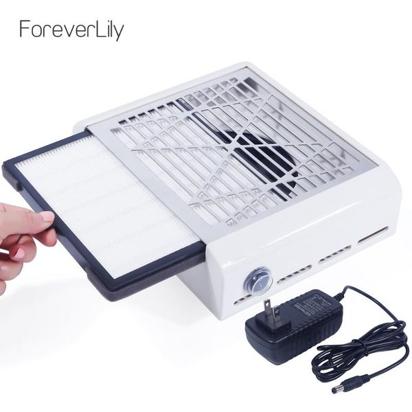 

foreverlily 40w new strong power nail dust collector nail fan art salon suction dust collector machine vacuum cleaner fan, Silver
