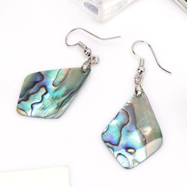 

fashion lady earrings rhombus pendant abalone shell mixed color earring vintage national wind jewelry, Silver