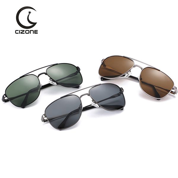 

cizone 2019 trend men designer outdoor sunglasses polarized sun glasses eyewear black green shades man male sunglasses for men, White;black