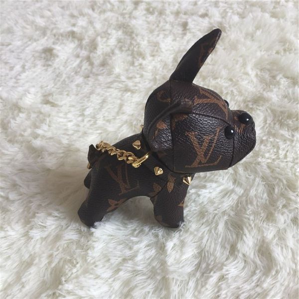 

wholesale brand new key ring accessories fashion bulldog design key ring leather doll car key ring, Silver