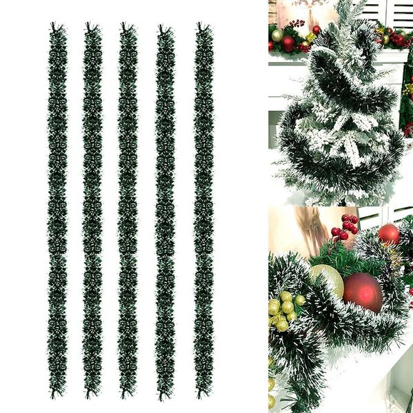 

2m christmas decoration mall bar ribbon garland xmas tree ornaments white dark green cane tinsel party home decor supplies