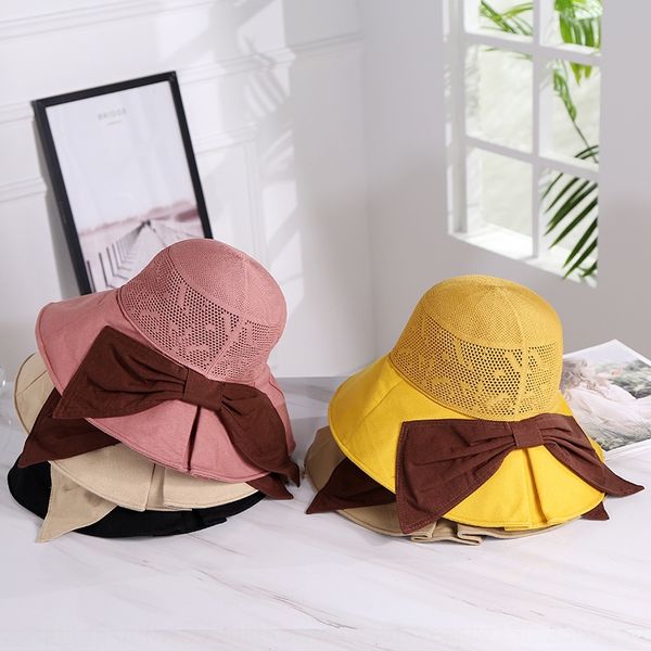 

летний рыбак солнцезащитный крем бантом чистый цвет полый рыбак шляпа все-матч случайный солнцезащитный крем шляпа, Blue;gray