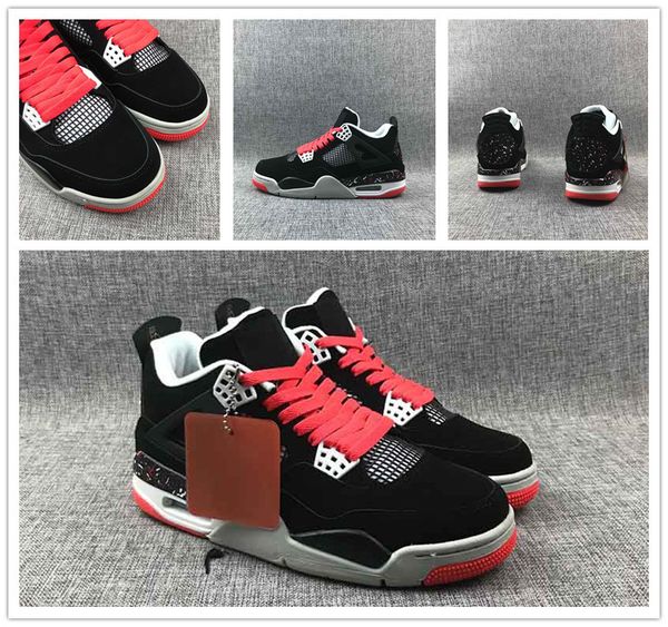 

good quality 4 splatter ovo promo black cement men basketball shoes sports sneakers 4s white-fire red mens designer trainers size 8-12