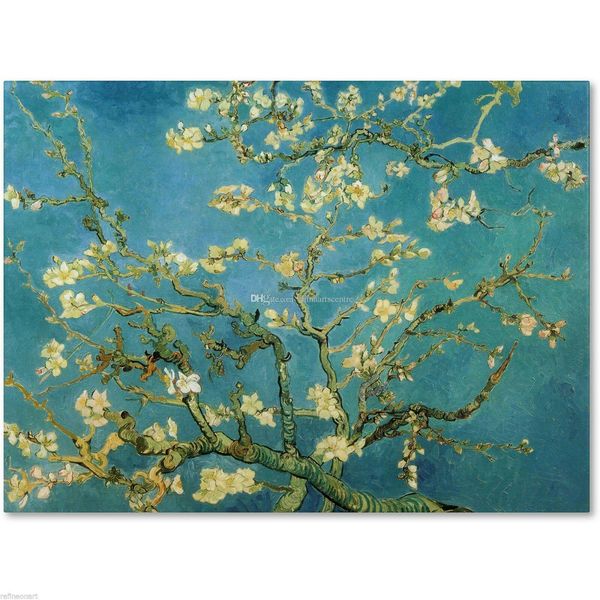 

va. handpainted van gogh almond branches in bloom impressionist art repro oil painting on canvas wall art home decor l80