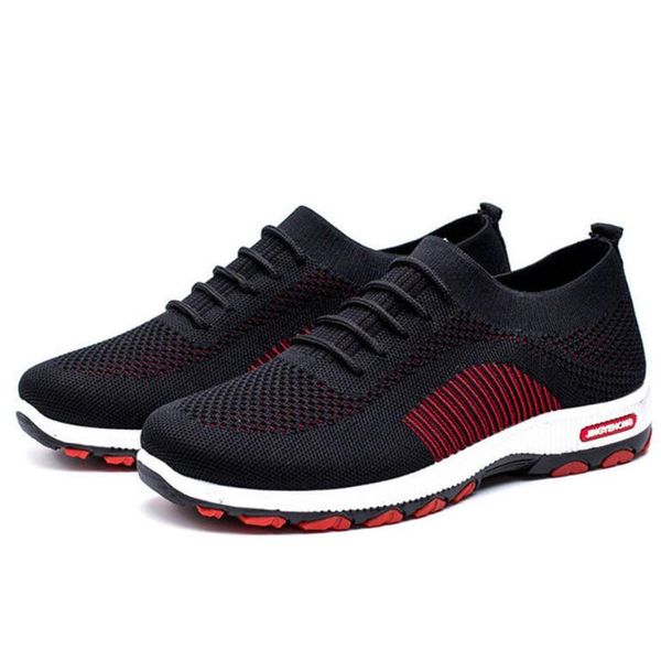 

laidilangtu new men's flying woven mesh breathable shoes men's wild casual sneakers shoes zapatos de hombre, Black