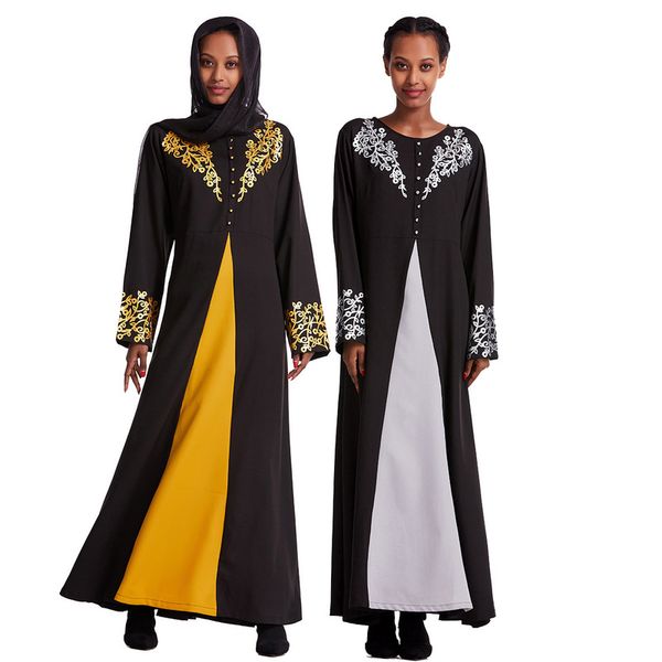 

muslim traditional clothing arab middle eastern lady robe women's abaya casual muslim dress women appliques, Red