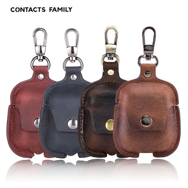 

italy crazy horse leather airpods 2 protective case cover leather applies airpods2 apple bluetooth wireless headset cover