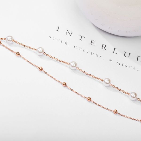 

2020 artificial pearl rose gold color bracelets for women charm stainless steel silver color bracelet bangles girls jewelry gift, Golden;silver