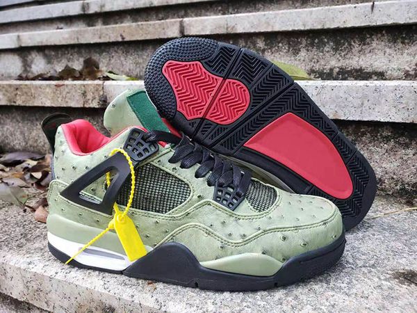 

new style travis x 4 houston green ostrich veins men basketball shoes 4s cactus jack black red mens designer sports sneaker