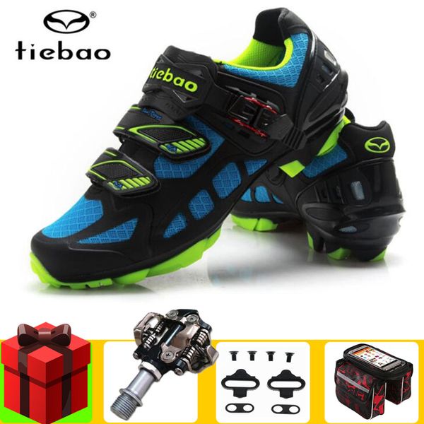 

tiebao cycling shoes men spd pedals set professional sapatilha ciclismo mtb bike self-locking shoes breathable bicycle sneakers, Black