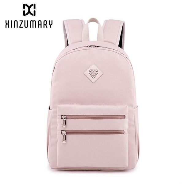 

solid color women backpack 2019 new fashion woman backpack nylon woman bookbag for female zipper for travel bosla bag