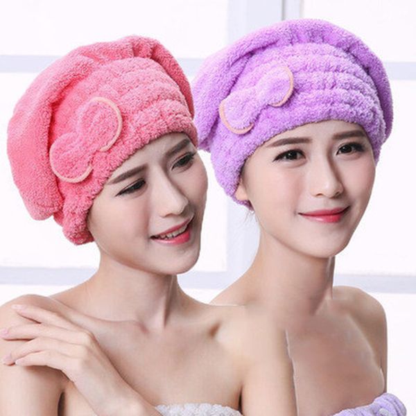 

microfiber solid quickly drying hat hair bath girls hat dry cap accessories wrap towel ladies head bathroom towels