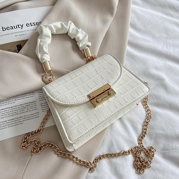 

women messenger bag mini stone pattern pu leather tote bags fashion chain lock shoulder handbags female travel crossbody bag