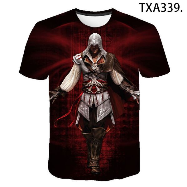 

2020 летняя мода новый продукт assassin's creed 3d print t-shirt женская футболка мужская верхняя повседневная детская одежда, White;black
