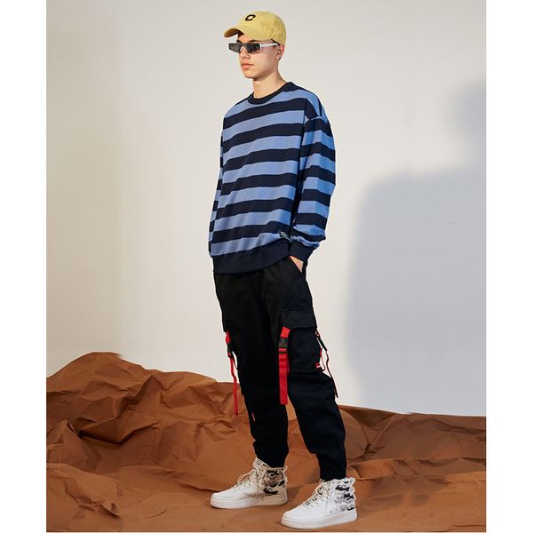 

mens brand sweater 2019 explosion designer oversize striped round neck shirt coat mens luxury hoodies men pullover clothing, Black