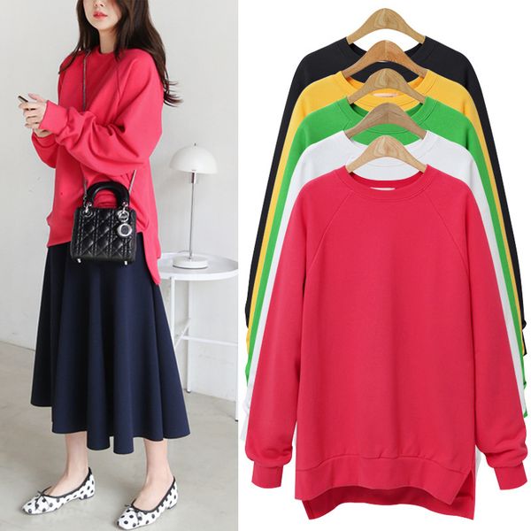 

new fashion korean style women hoodies casual cotton sweatshirts large size loose sweatshirts olv6003, Black