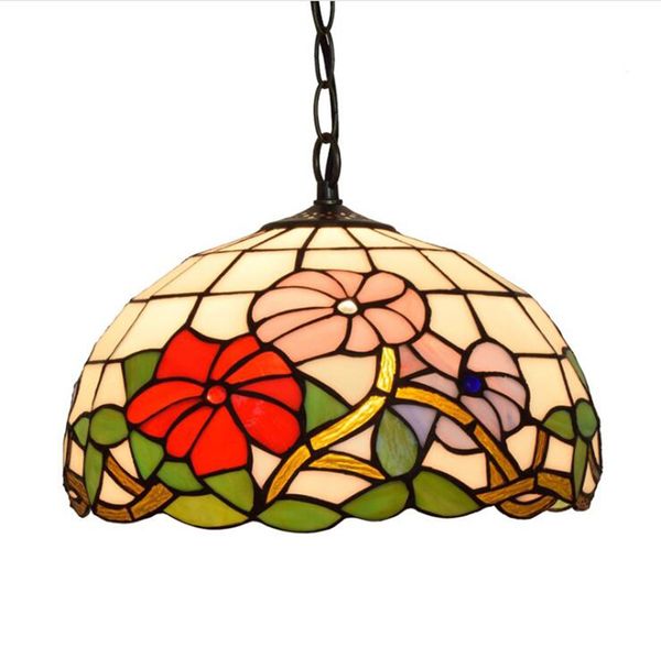 

baroque style flower lamp stained glass tiffany pendant lamps for dining room bar bedroom study light
