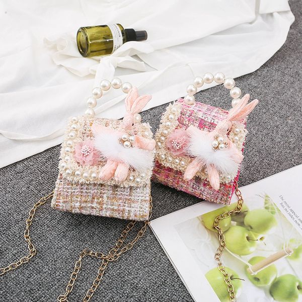 

2020 baby handbags kids handbags fashion girls mini princess coin purses girls pearl handbags casual travel chain shoulder bags gifts, White