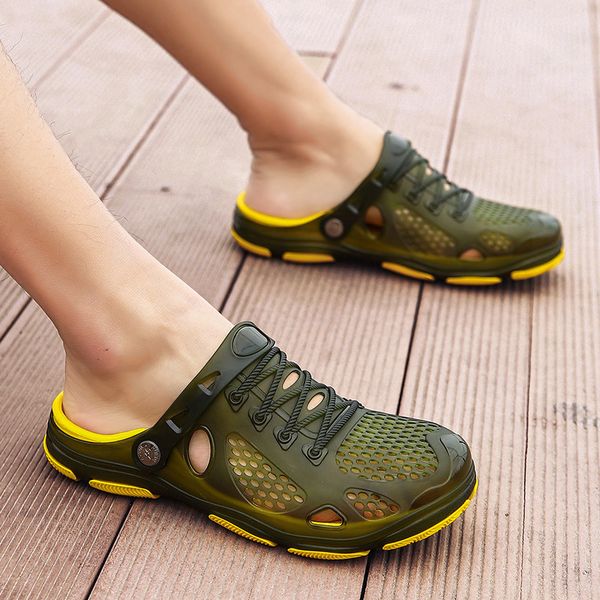 

shoes men crock men slippers summer sandals outdoor beach shoes slip slippers casual classical crock, Black