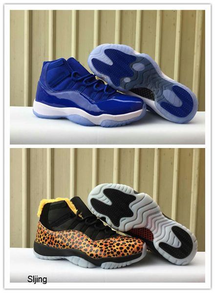 

new 11 blue royal men basketball shoes sports sneakers outdoor athletic trainers black yellow white with box size 5.5-13