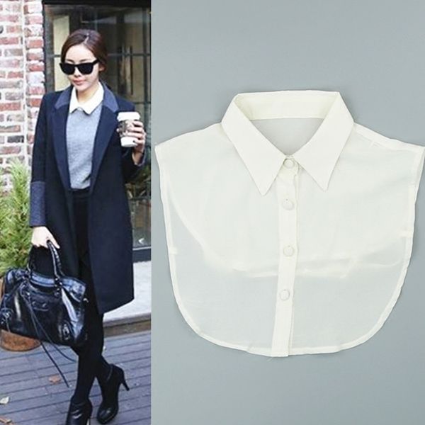 

shirt fake collar white/black tie vintage natural silk detachable collar false lapel blouse women clothes accessories, Black;blue