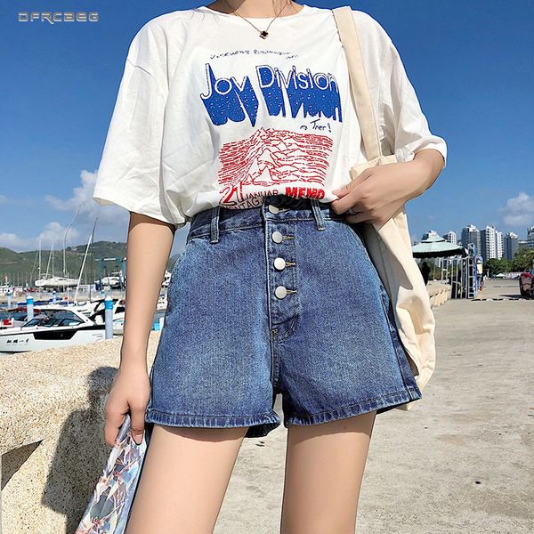 

high waist light blue single button denim short for women 2019 summer streetwear style all match ladies jeans shorts, White;black