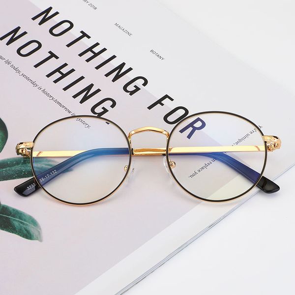 

stylish clear lens women glasses circle round frame blue light blocking for computer women metal eyeglasses fashion full rim, White;black