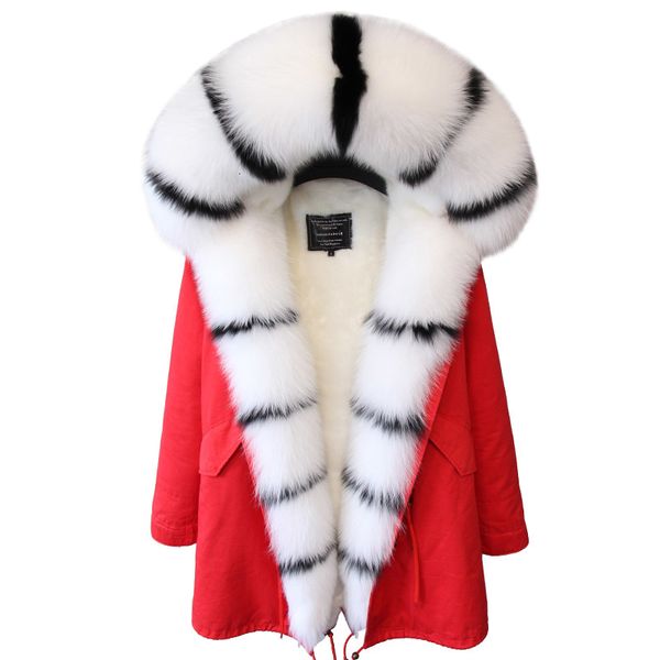 

2020 fashion winter jacket women real fur coat natural real fur collar loose long parkas big outerwear detachable, Black