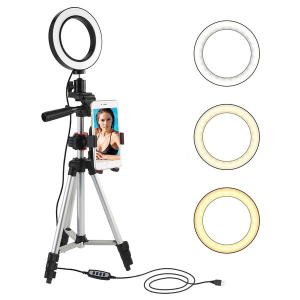 

ring dimmable led 5.7 inch light with stand pgraphic selfie studio tripod ring lighting for makeup camera phone holder
