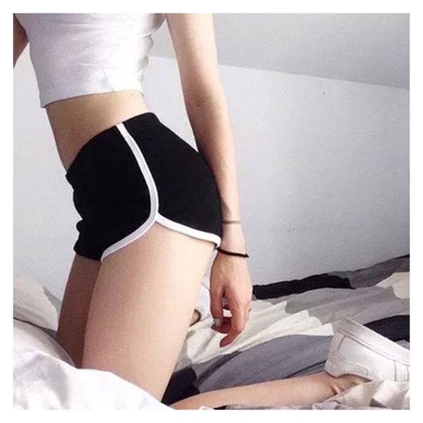 

spring summer girls women multi colors shorts ladies cotton soft cozy workout elastic waist skinny patchwork shorts size s/m, White;black