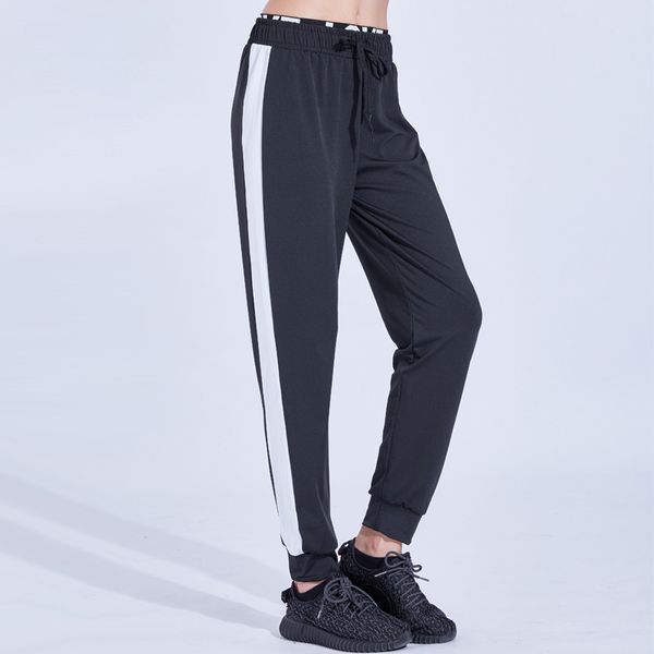 

new pants for women in 2019: loose air-breathing leisure slim lady fitness running closing legging pants, Black;white