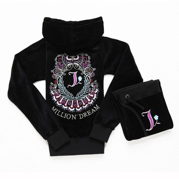 

spring autumn women's velvet tracksuits long sleeve letter pattern embroidery hoodies women two piece outfits pants s-2xl, Gray