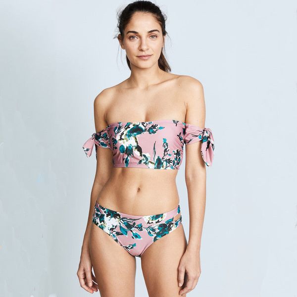 

2018 summer sexy Women Floral printed Bikini set Padded Push Up Bandage Swimsuit off shoulder Beachwear Swimwear Bathing suit