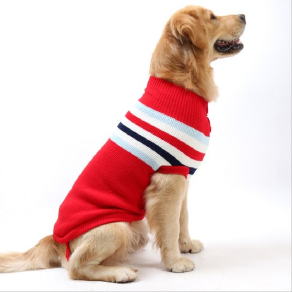 

england stripe pet dog knitted sweater clothes for big large dog coat jacket golden retriever labrador hoodie shirt vest