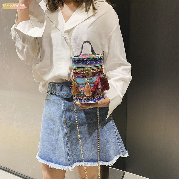 

tassel bucket bag clip ladies handbag zipper shoulder messenger bag party opponent bag bolso femenino yl5