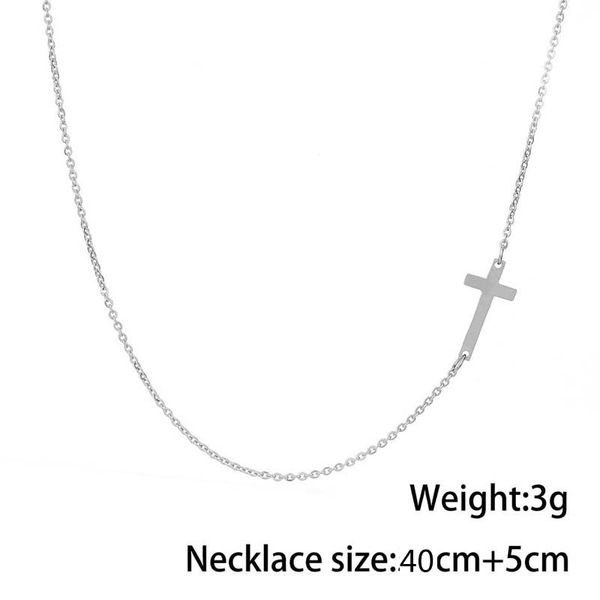 

euroamerican crossborder explosive jewelry minimalist stainless steel cross necklace short clavicle chain amazon source, Silver