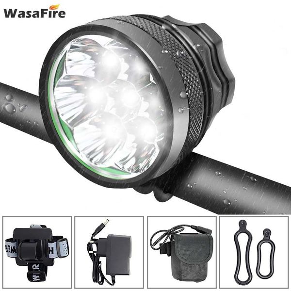 

10000lm bike light bicycle head lamp 7* xml t6 headlight cycling mountain bike front light + rechargeable 18650 battery pack
