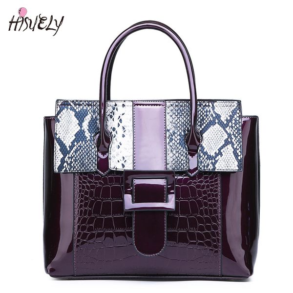 

hisuelr 2020 new fashion crocodile pattern women shoulder bags handbag pu leather female ladies hand bags sac purses