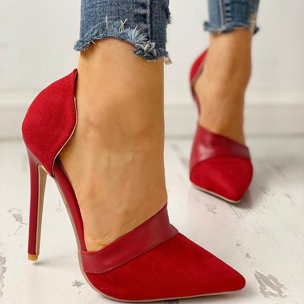 

fashion flock 10cm high heels women pumps pointed toe work woman shoes weeding shoes office career elegant pumps, Black