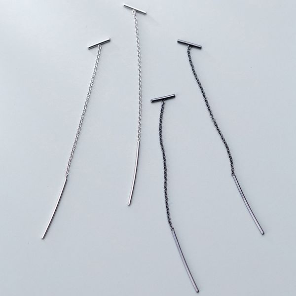 

mloveacc silver simple geometric t chain earrings 925 sterling silver stud earring for women gift, Golden;silver