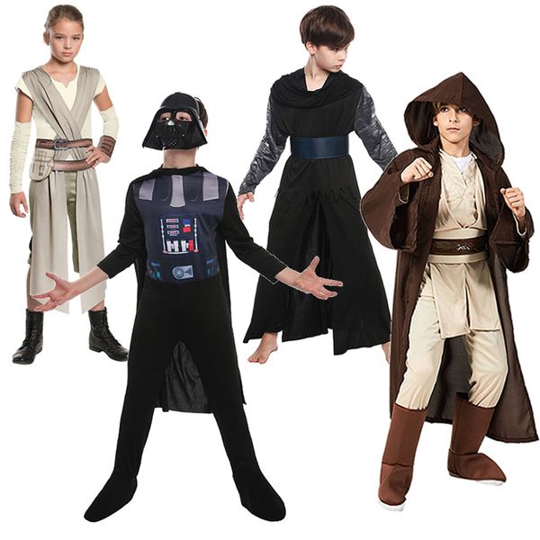 

Boys Star Role War Vader Playing Costumes Children Anakin Hooded Cloak Suits Girls Grey Cosplay Set Storm Trooper Knight Clothes