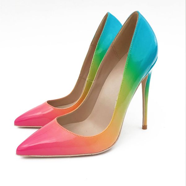 

2019 fashion women 12 10cm new wedding patent leather poined toes high heeled heels shoes stiletto heel shoes pumps 12cm 10cm, Black