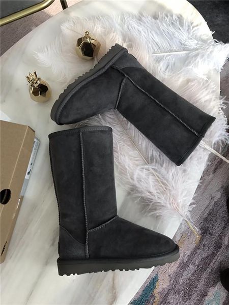 

new high-end brand suede plus velvet warm australian snow boots mid boots leather cotton boots wild fashion shoes 05, Black