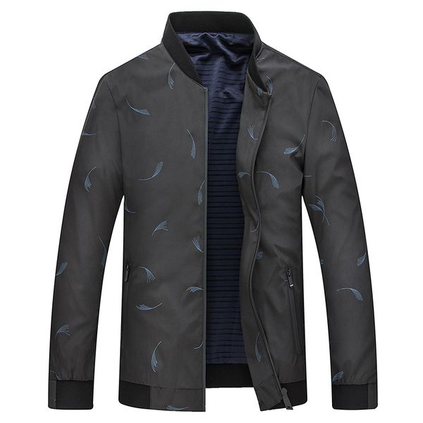 

fashion feather print jacket men thin casual coat outerwear for spring autumn plus size, Black;brown