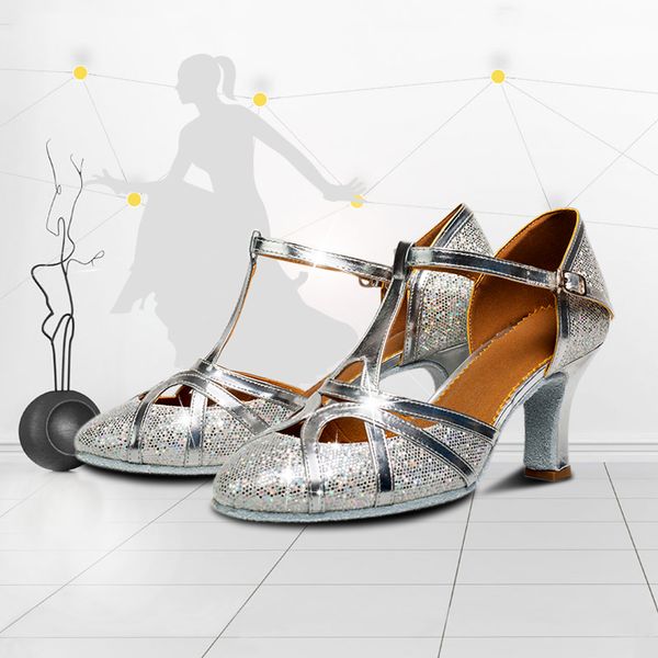 

women's latin ballroom tango salsa dancing shoes professional silver gold glitter closed toe salsa shoes high heels dance shoe