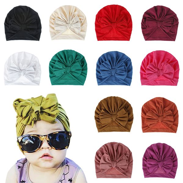 

children cotton bandanas solid bow hat hair scarves girls sweet ornament hair accessories headband fashion turban headwear, Slivery;white