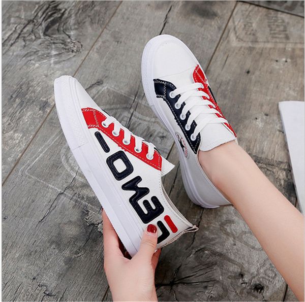 

2020 fashion luxury designer women shoes girls fends canvas shoes student sports gym shoe summer tennis shoes casual sneakers 35-40 b73104, Black;red