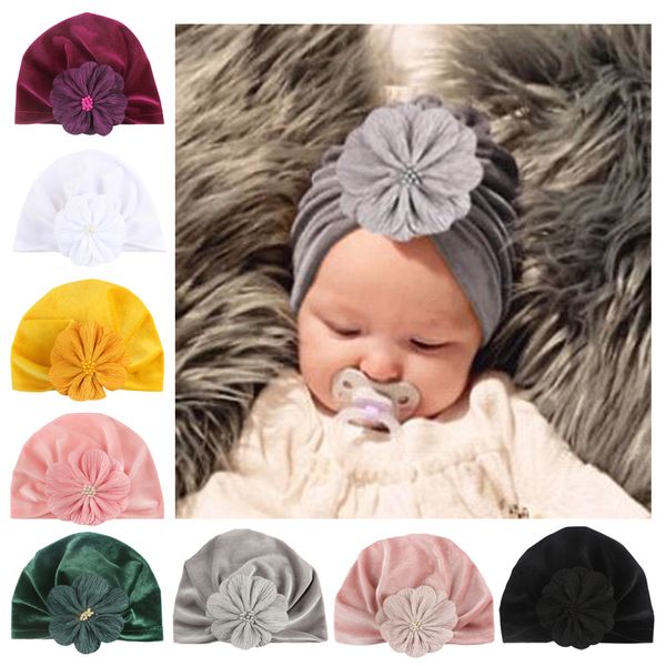 Bonito Ploral Indiano Chapéu Bandanas bebê meninas crianças turbante de Veludo headband cabelo headbrap acessórios para crianças headwrap